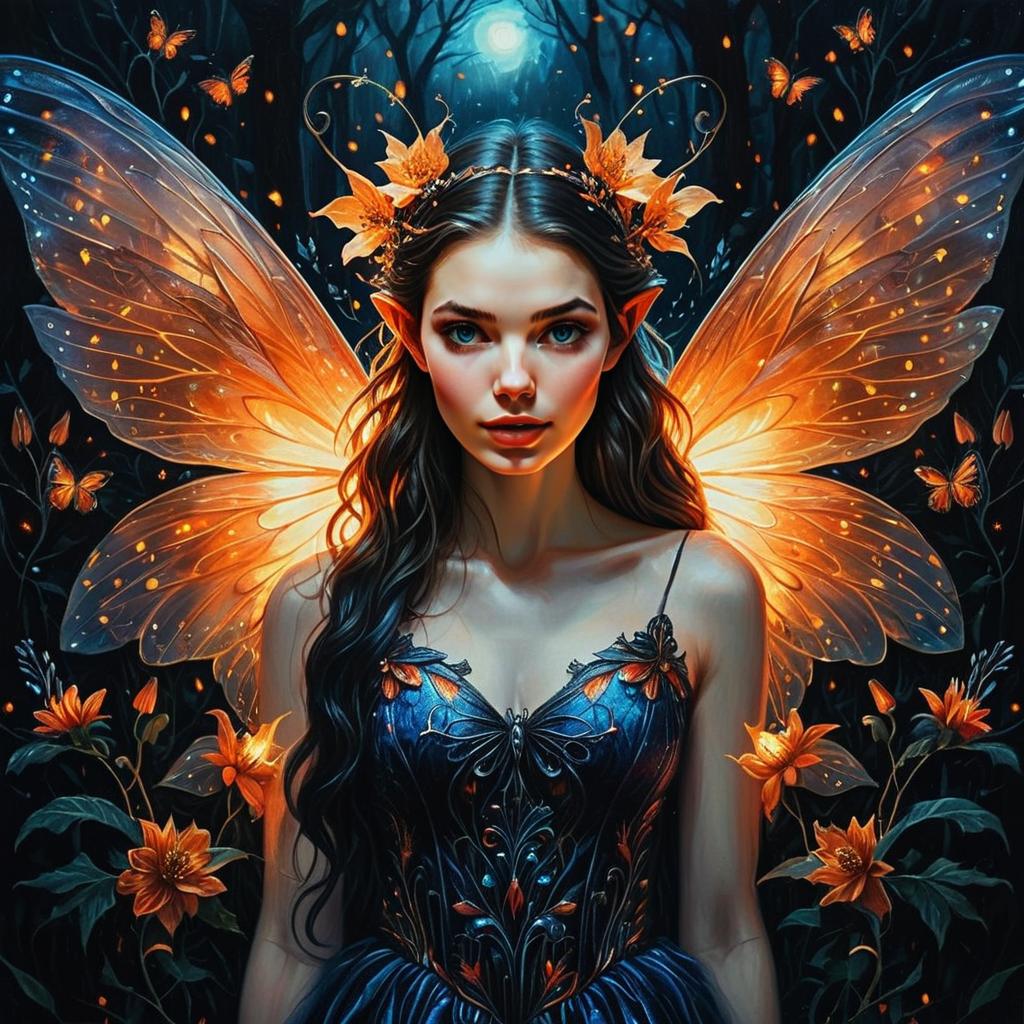 Mystical Woman with Glowing Butterfly Wings in Enchanted Forest Fantasy Artwork Mystical Woman with Glowing Butterfly Wings in Enchanted Forest Fantasy Artwork
