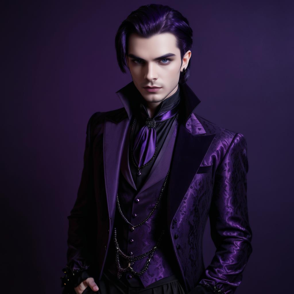 Young Man in Gothic Vampire Costume