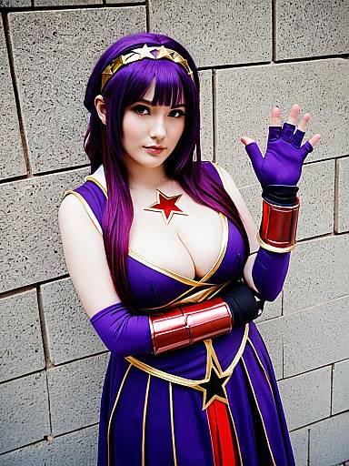 Asamiya Athena Purple Cosplay with Star Accents and Detailed Accessories