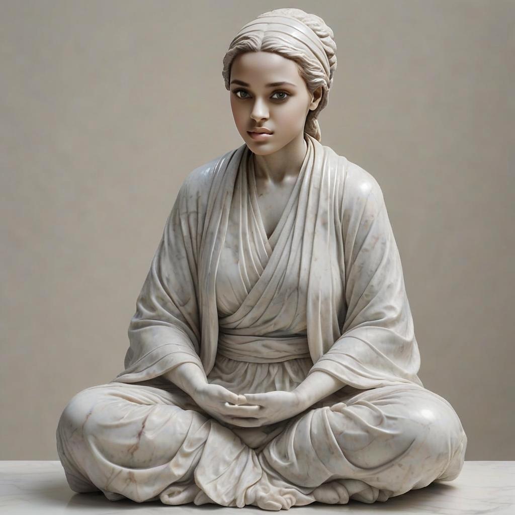 Marble Sculpture of a Meditative Woman