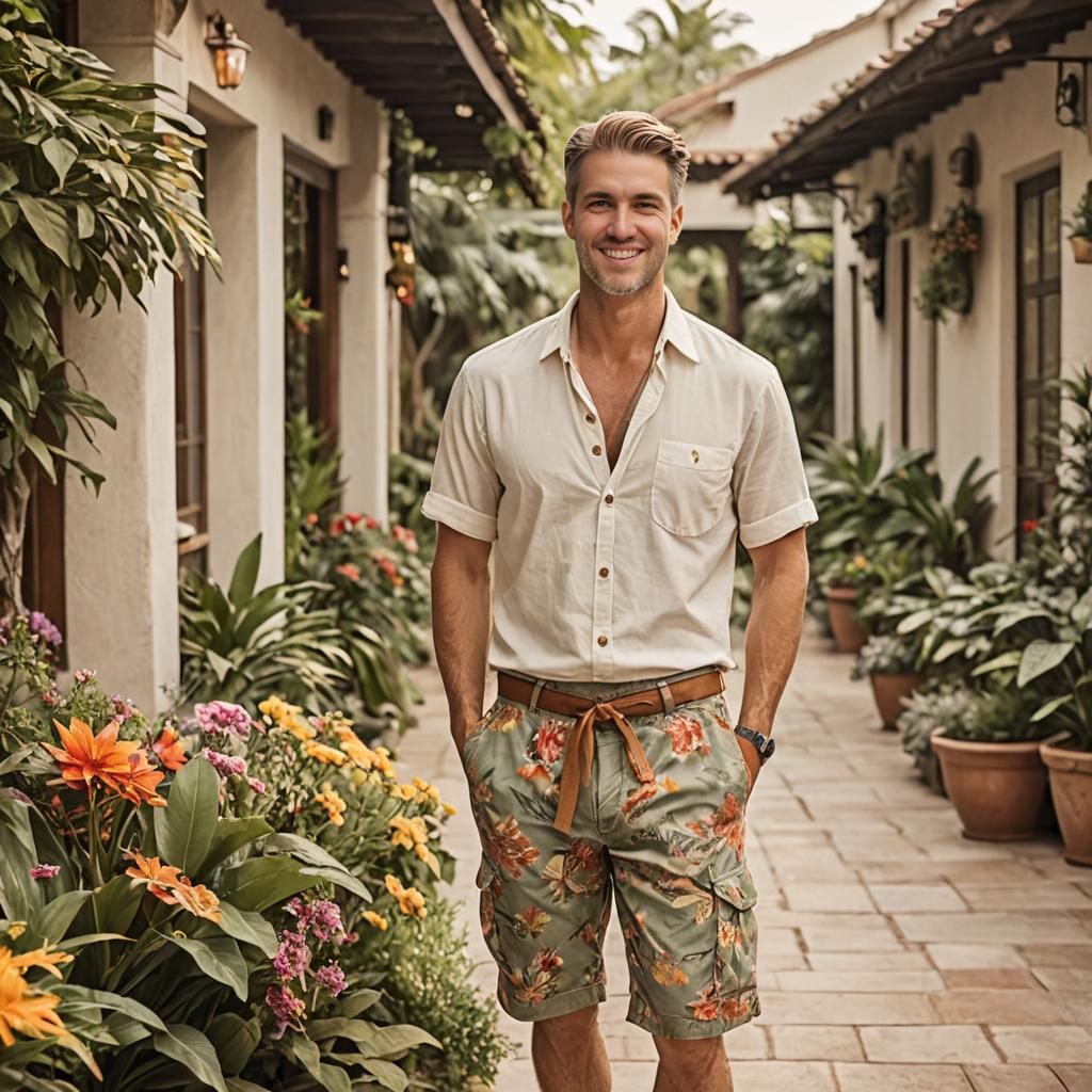 Smiling Man in Casual Summer Outfit