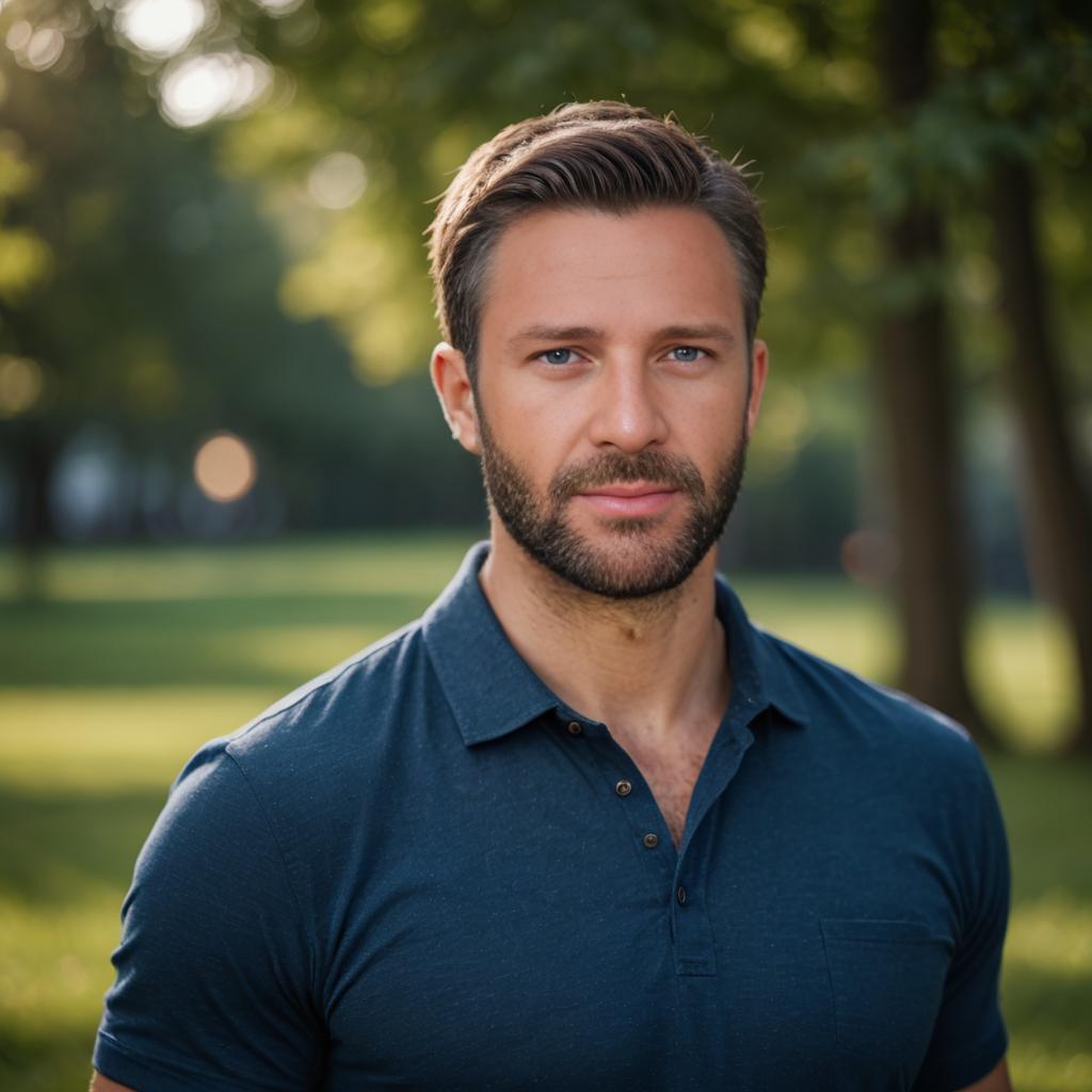 Confident Man in Serene Park