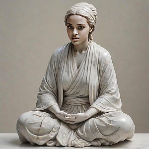 Marble Sculpture of a Meditative Woman