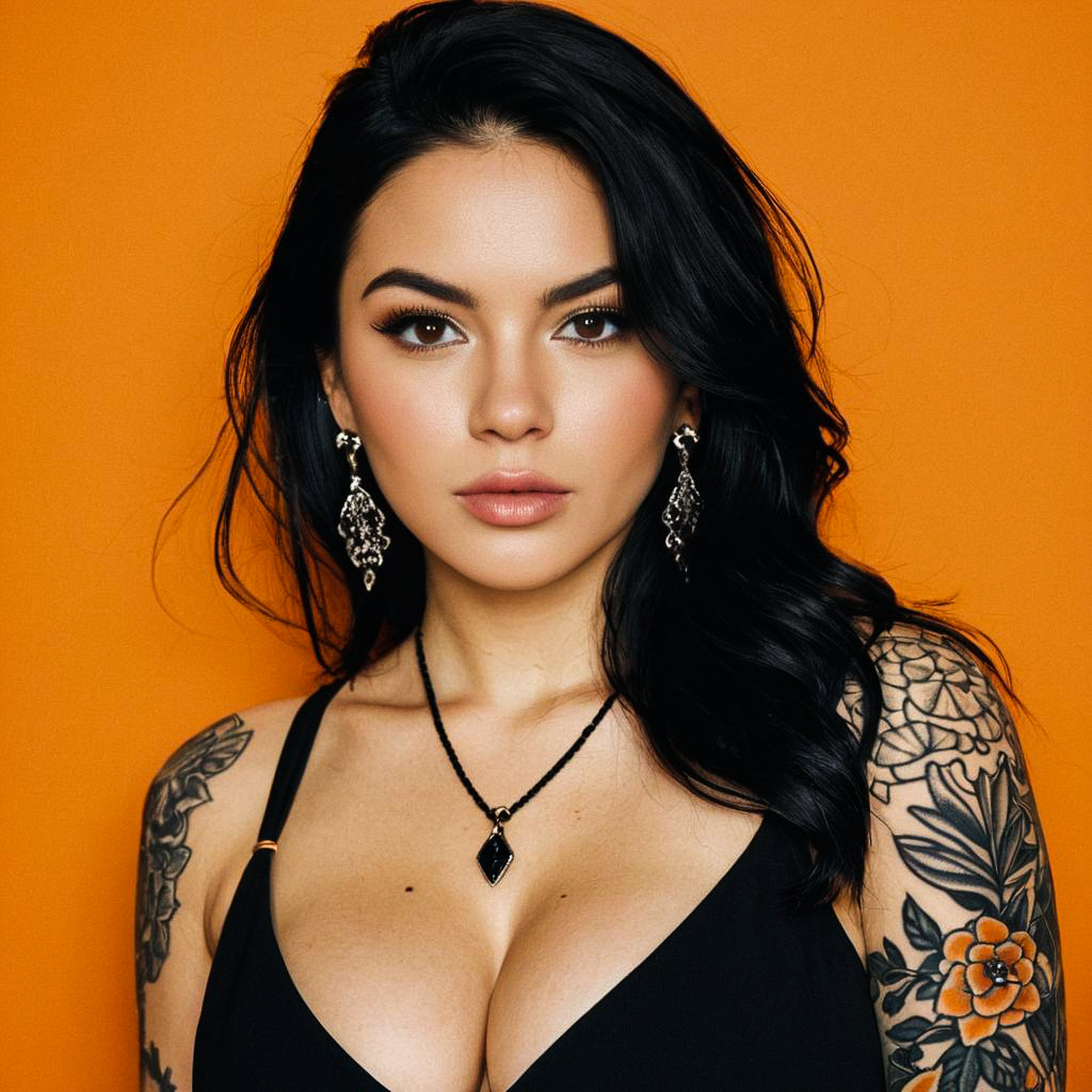 Confident Woman with Floral Tattoos