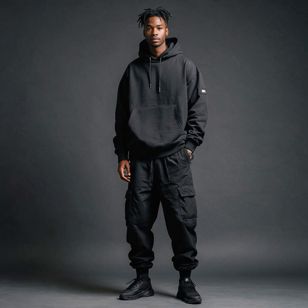 Man in All-Black Streetwear Fashion Photo