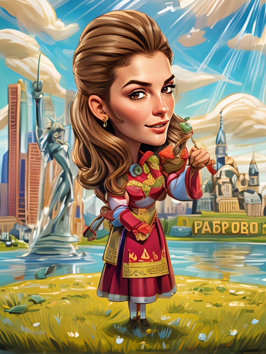 Fantasy Digital Artwork of Woman in Ornate Costume With Bird in Whimsical Landscape