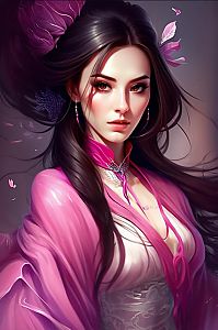 Elegant Woman in Traditional Attire with Floral Elements