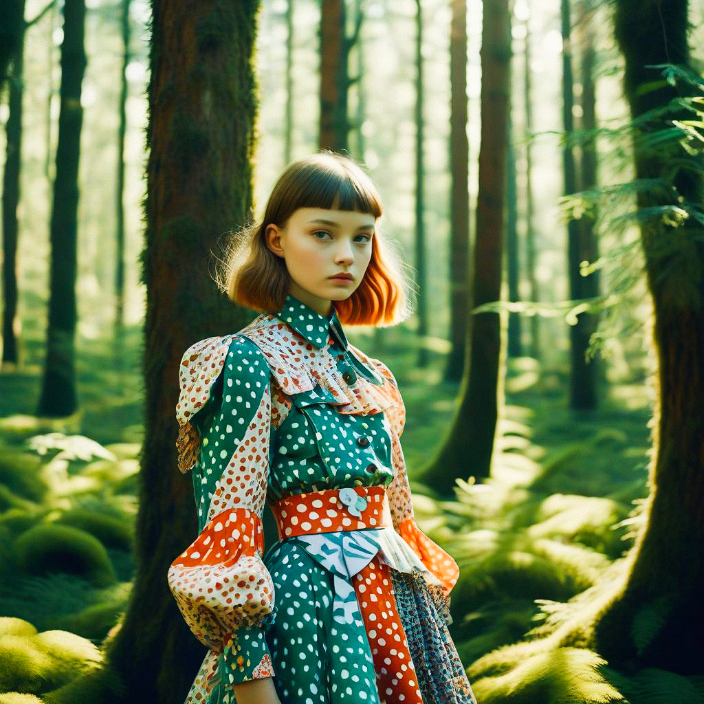 Young Woman in Sunlit Forest Young Woman in Sunlit Forest