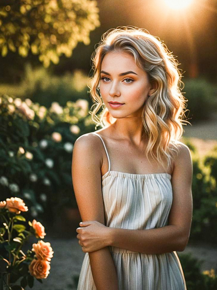 Woman in Blooming Roses