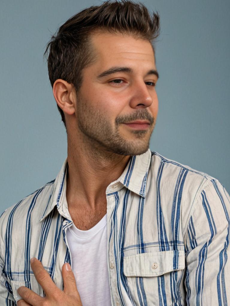 Casual Man in Striped Shirt