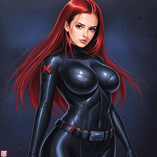 Black Widow Inspired Anime Woman in Black Tactical Suit