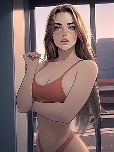 Young Woman by Urban Window