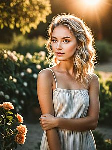 Woman in Blooming Roses