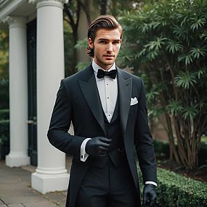 Handsome Young Man in Tuxedo Outdoors