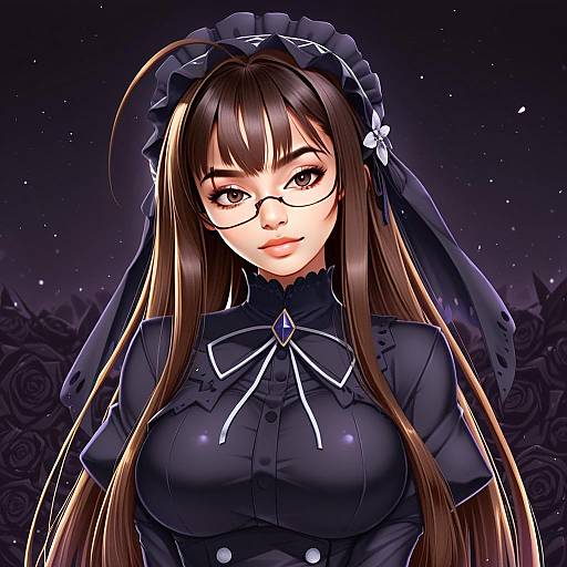 Hasegawa Chisame Anime Portrait in Gothic Victorian Style