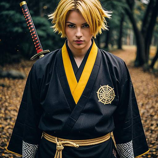 Agatsuma Zenitsu Cosplay Realistic Photo Outdoors