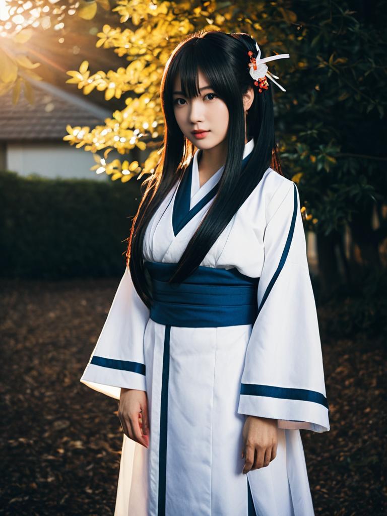 Realistic Utahime Iori Cosplay Woman in Traditional Kimono Outfit