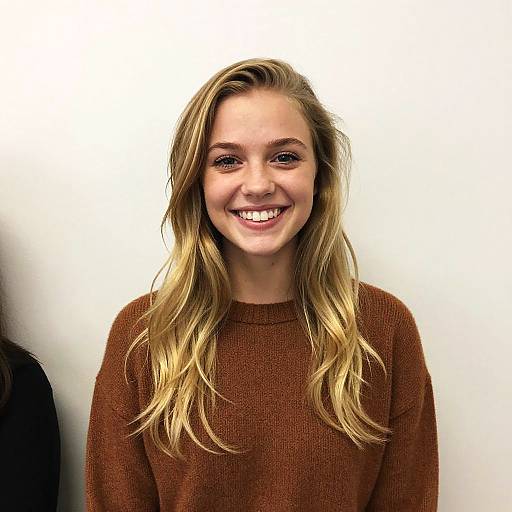 Smiling Young Woman in Brown Sweater Casual Portrait