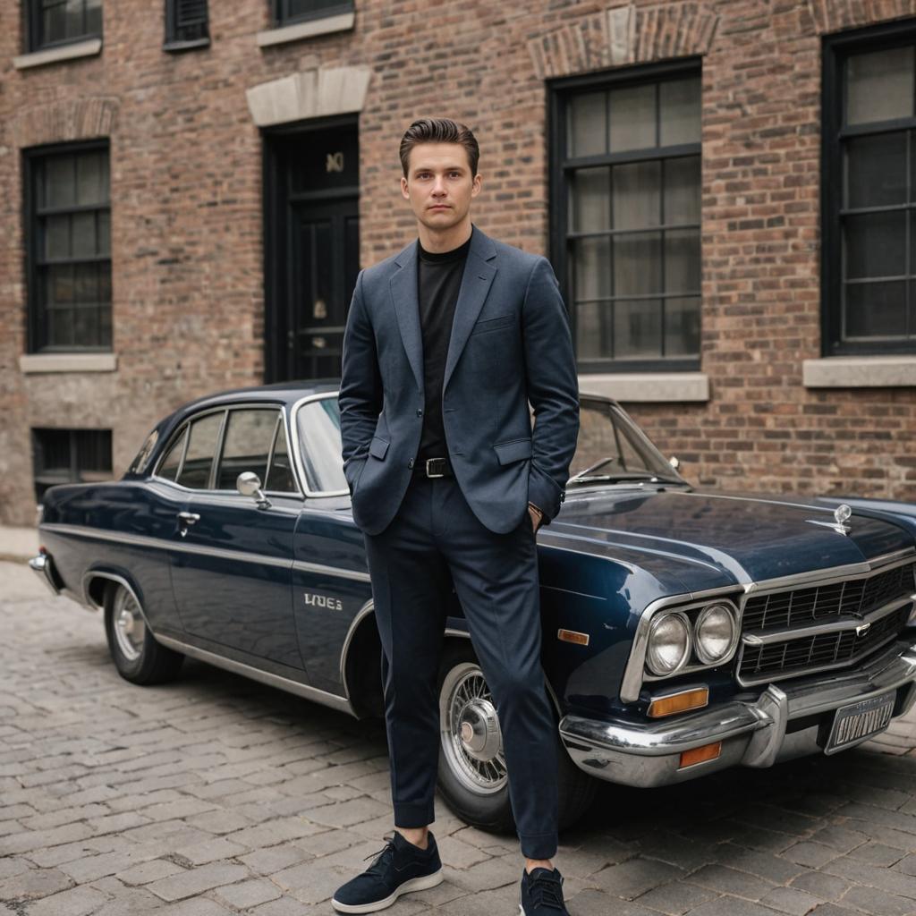 Stylish Man with Classic Car