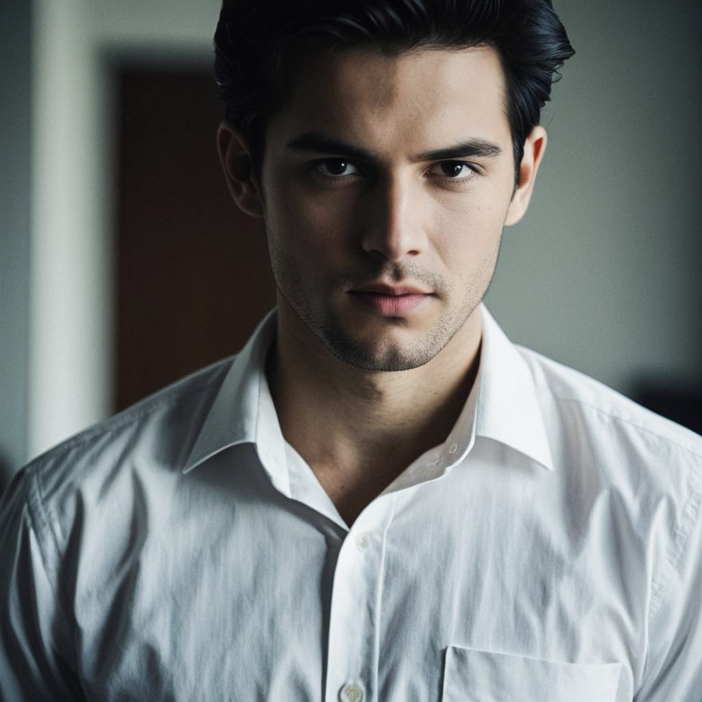 Confident Young Man in White Shirt