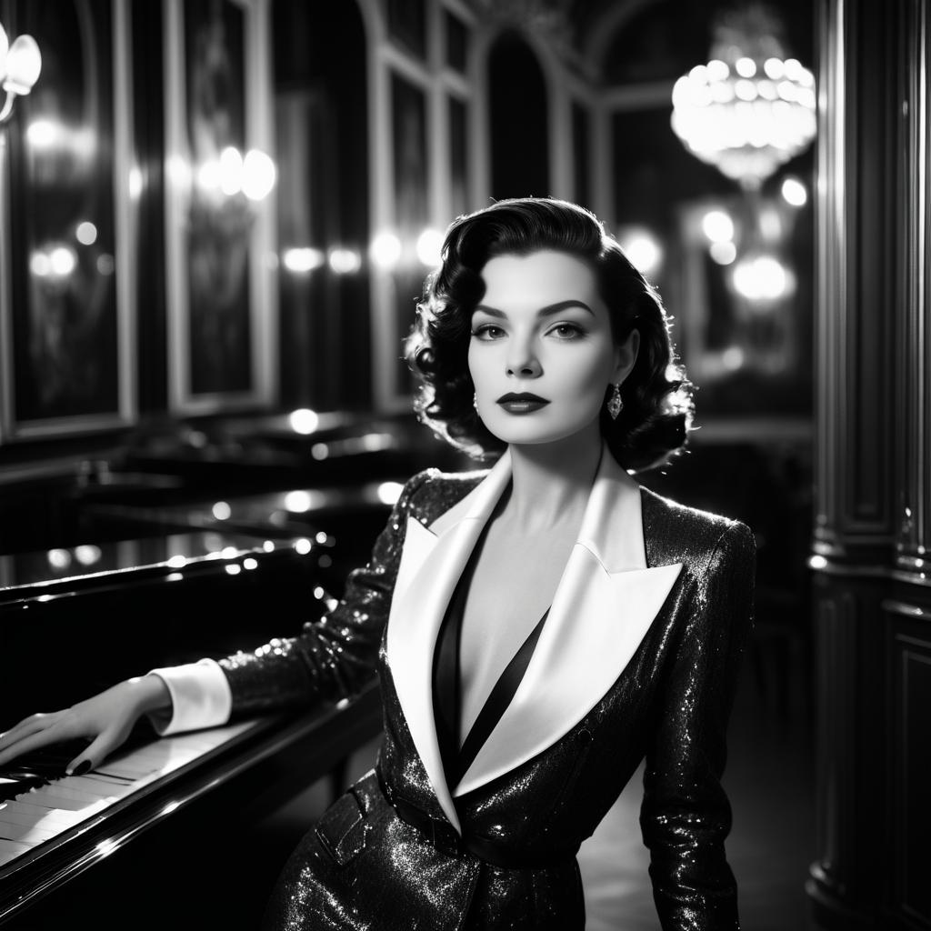 Glamorous Woman in Elegant Suit - Vintage Hollywood