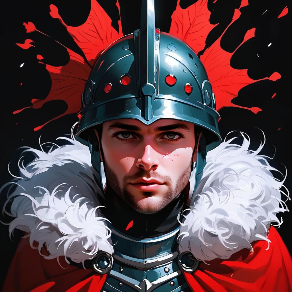 Medieval Knight in Armor with Red Cloak Medieval Knight in Armor with Red Cloak