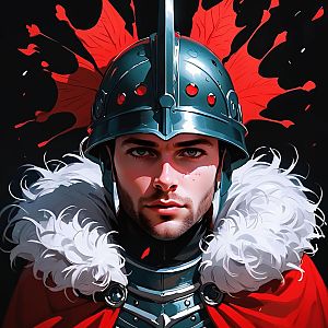 Medieval Knight in Armor with Red Cloak