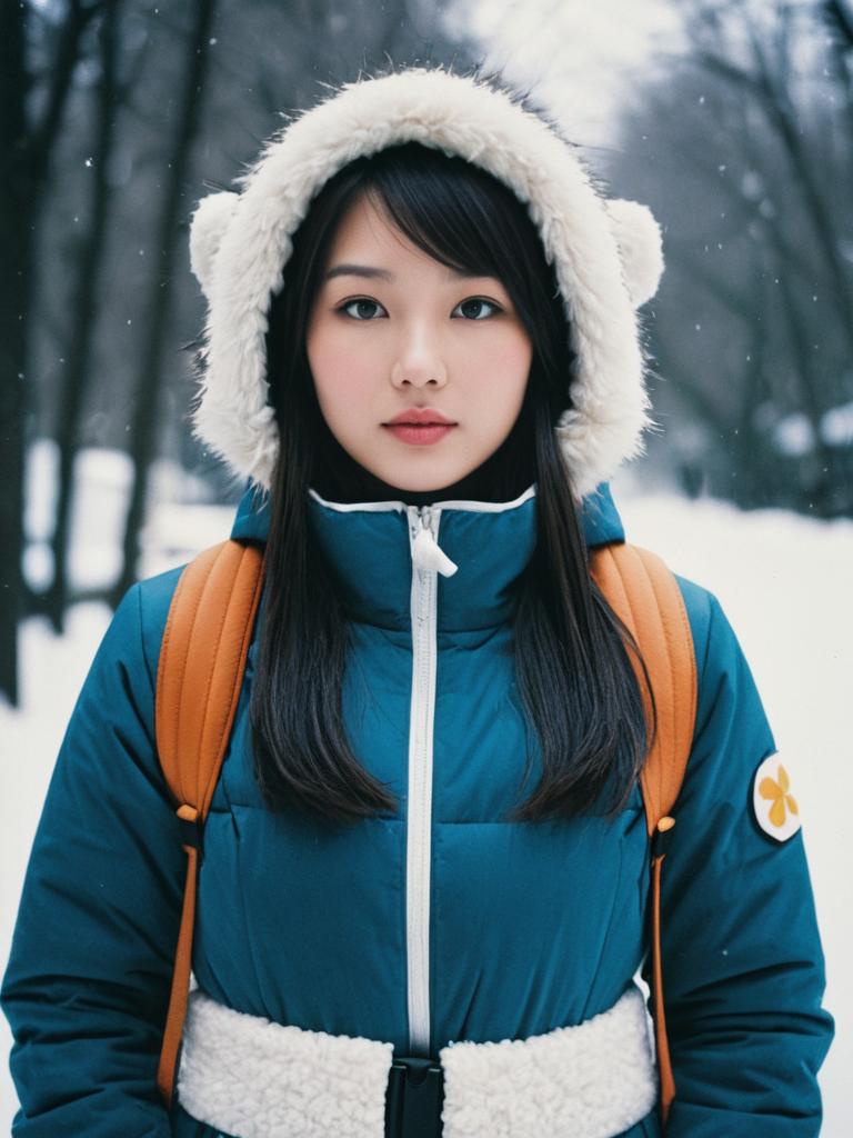 Woman in Uraraka Winter Costume Waist-Up Editorial Portrait