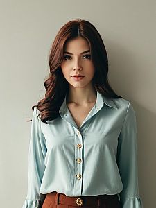 Sexy Cosplay Woman Wearing Sasha Blouse Costume Realistic Portrait