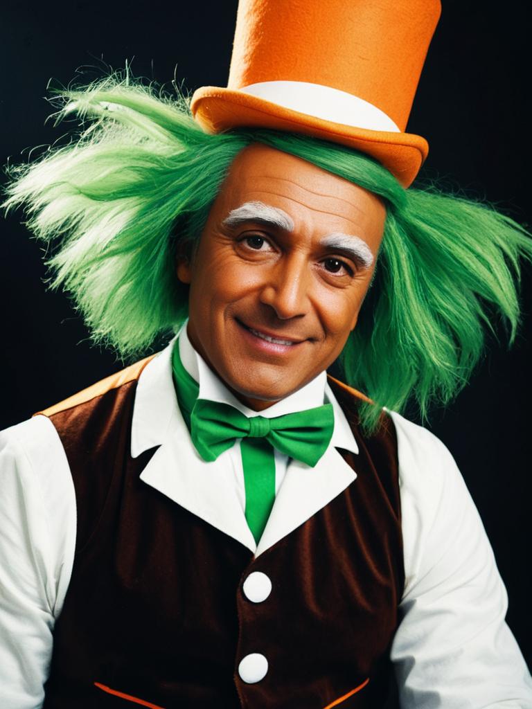 Photorealistic Man in Oompa Loompa Costume Studio Portrait Cosplay