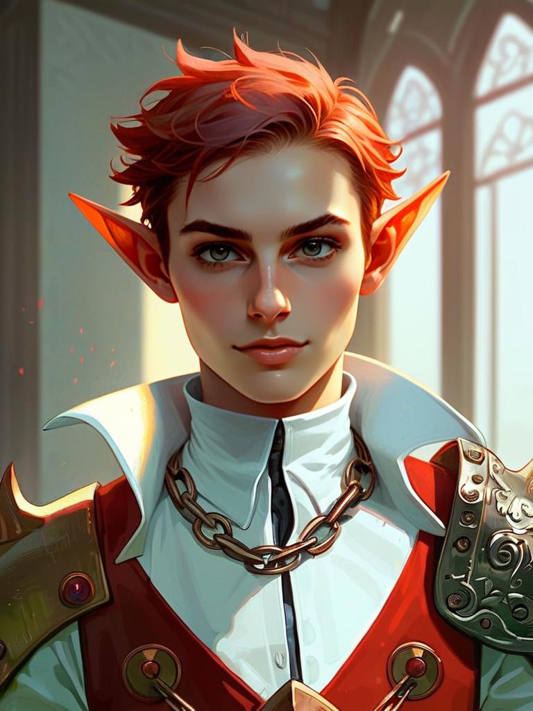 Young Male Elf Portrait with Red Hair Young Male Elf Portrait with Red Hair