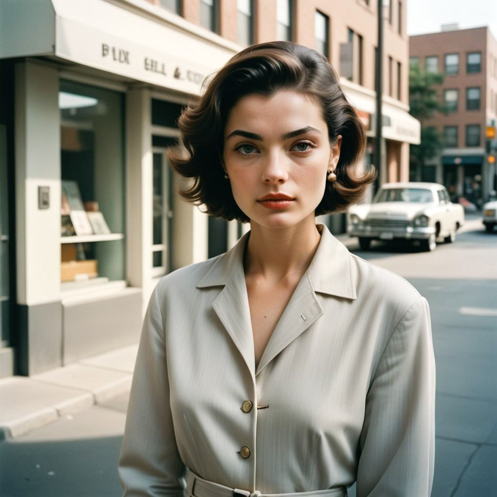 Stylish Woman in 1950s Vintage Fashion