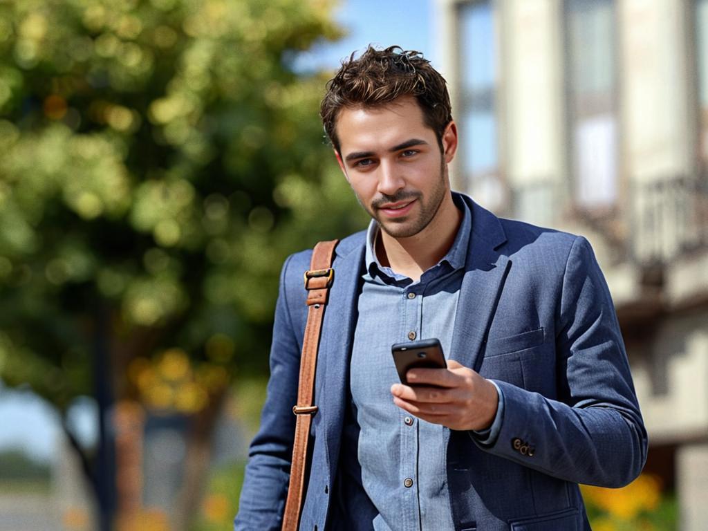 Stylish Young Man with Smartphone in Urban Setting