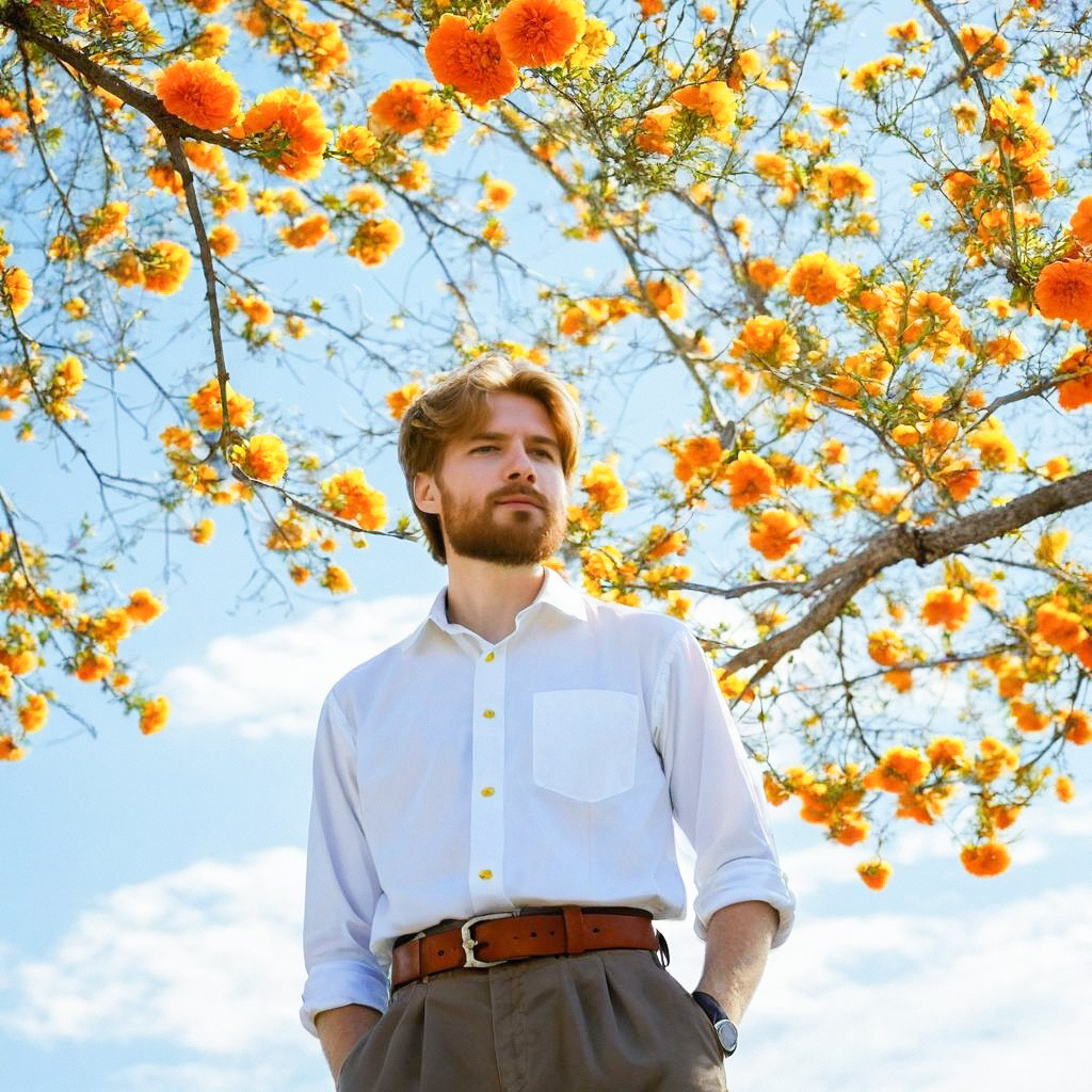 Young Man Under Orange Blossoms
