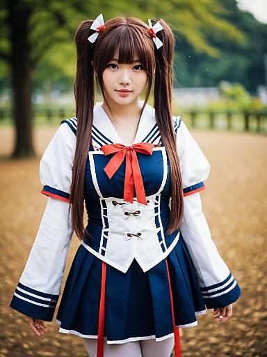 Hakozaki Serika Cosplay in Navy Blue Sailor Outfit Outdoors