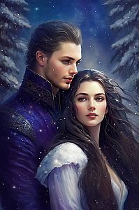 Fantasy Portrait of a Man and Woman in a Snowy Forest