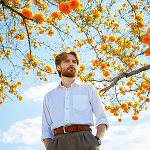 Young Man Under Orange Blossoms