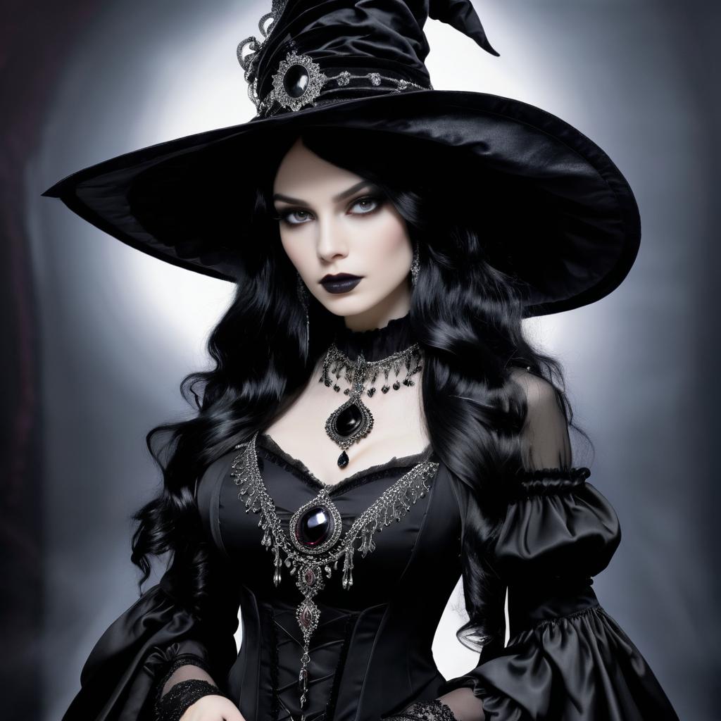 Elegant Vampire Woman in Gothic Costume