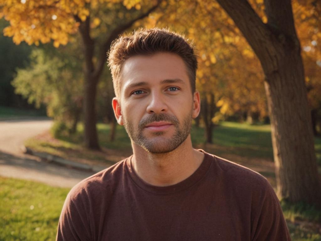 Artistic Portrait of a Man in Warm Autumn Tones