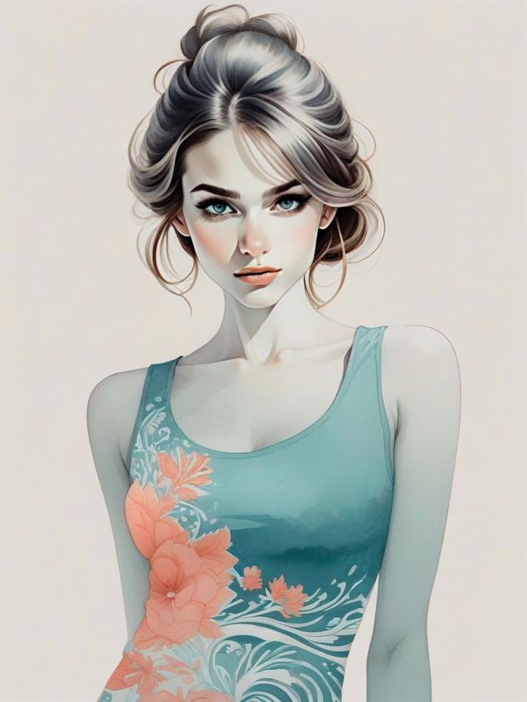 Enchanting Woman in Floral Tank Top
