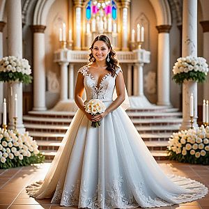 Elegant Bride in Decorated Chapel