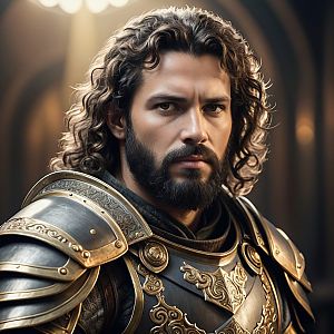 Portrait of a Bearded Man in Medieval Armor