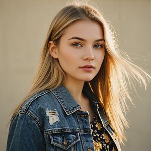Young Woman in Denim Jacket