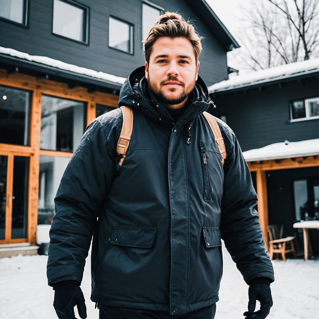 Man in Black Jacket Outdoors in Snow