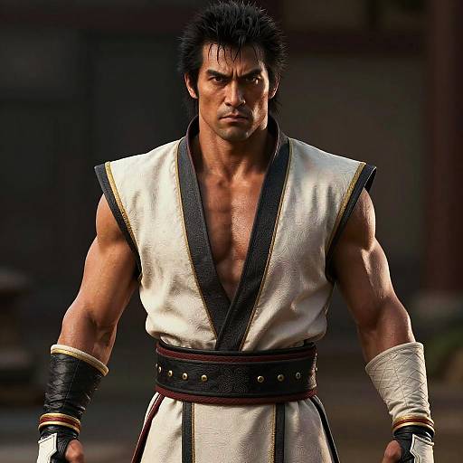 Strong Martial Artist in Traditional Gi Outfit