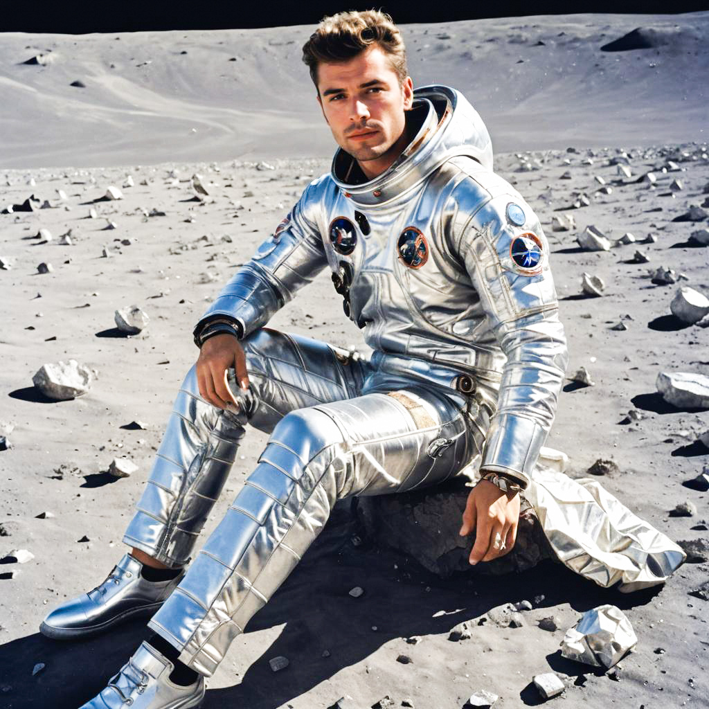 Futuristic Astronaut on Lunar Surface