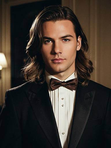 Smart Evening Wear Costume Realistic Solo Man Formal Long Hair