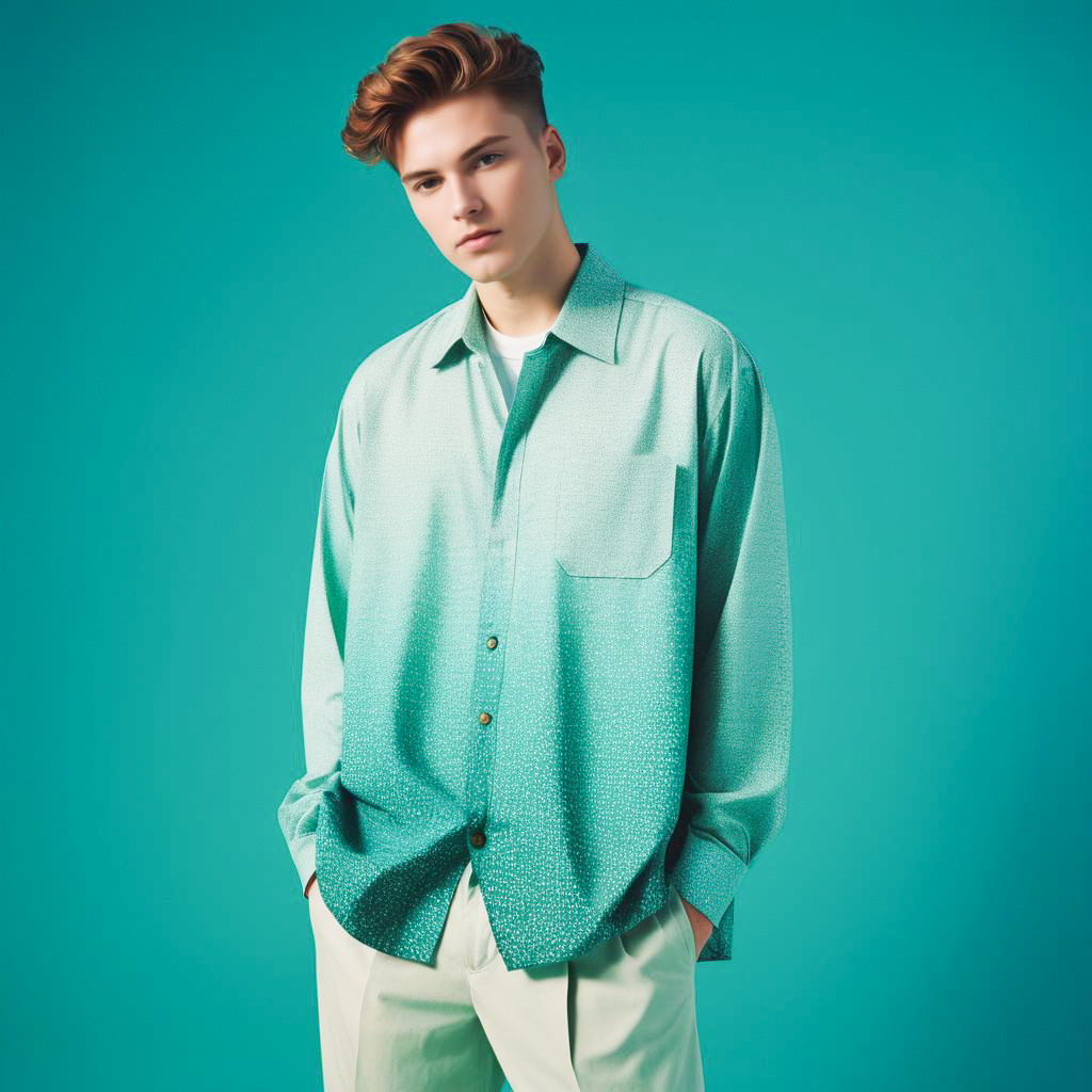 Stylish Young Man in Mint-Green Shirt