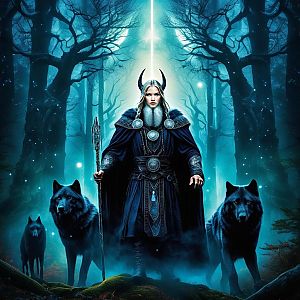 Viking Sorceress in Mystical Forest