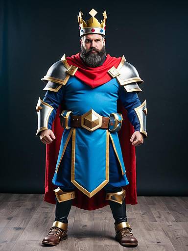 Man in Clash Royale King Costume Full Body Cosplay with Crown
